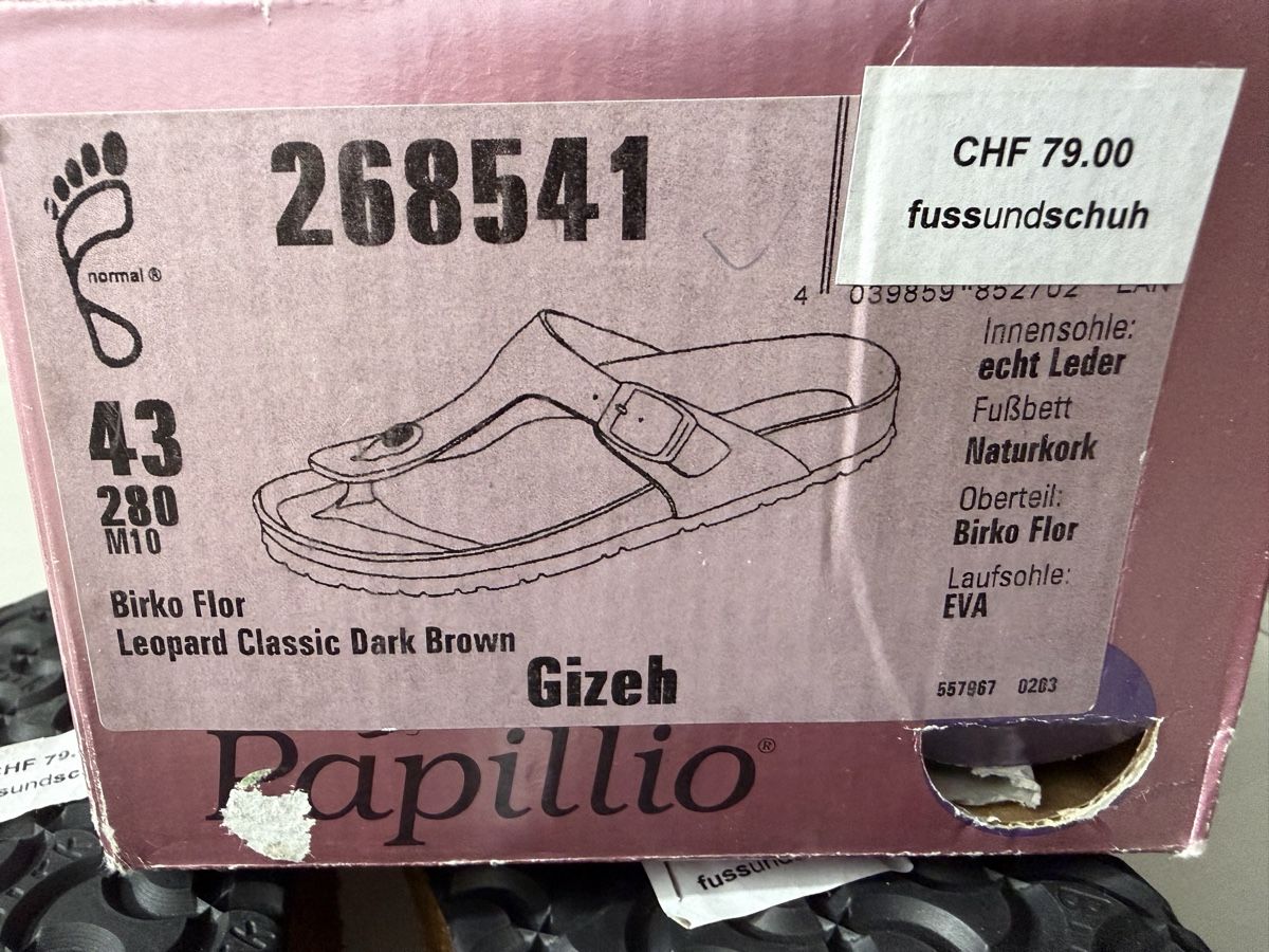 Birkenstock Damenschuhe: Mules Papillio Gizeh léopard 43 neuf – Neu und originalverpackt aus Brügg BE von Goob 7