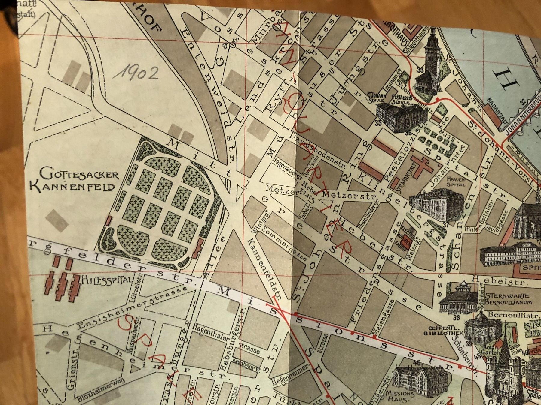Cartine & Atlanti: Stadtplan Basel (und Umgebung) 1902 – Usato da Zürich venduto da allp 2