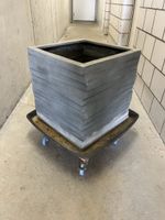 Pflanzentopf + Untertopf / Kunststoff / Steinplatten-Optik