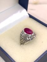 Vintage 916er Silber Ring, Rubin Edelstein 80er USSR Top