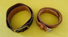 Ledergurt: zwei Stück, Vintage, extrabreit 4-5 cm für Jeans