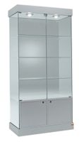 Glasvitrine, ESG Glas, Silber, LED (B.93cmxT.46cmxH.188cm)