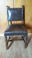 Antique Gothique chaise bois et cuir