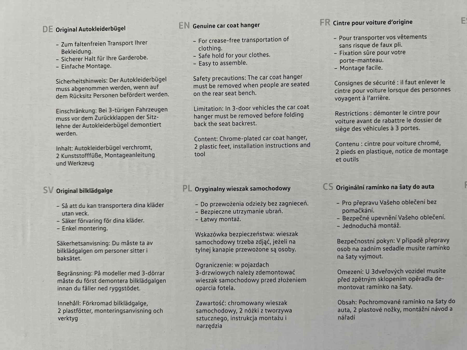 Appendiabiti: VW - Original Autokleiderbügel – Usato da Büetigen venduto da Jabo 2