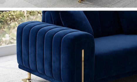 Divani: Luxus Sofa Wohnlandschaft L-Form Samt Blau Gold AB LAGER – Nuovo e nell'imballaggio originale da Kreuzlingen venduto da DealBlitz 2