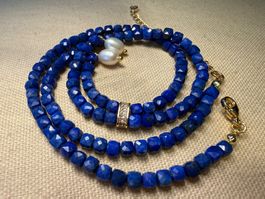 Lapislazuli Halskette Halsschmuck Choker Collier 40 cm Neu