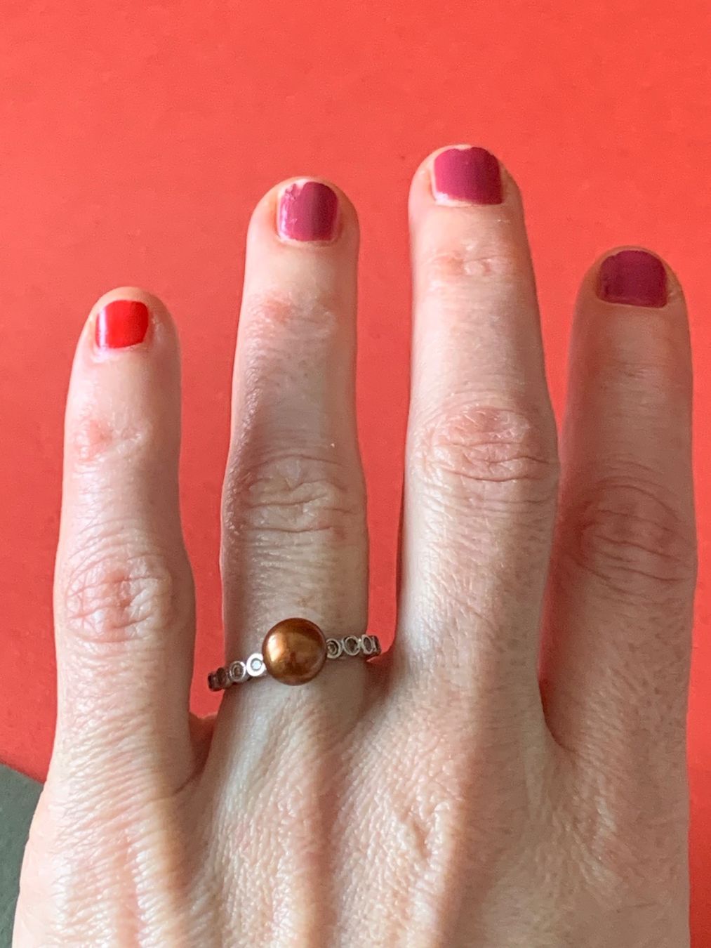 Anelli: silberring goldbraune Kugel (54) – Usato da Laufen venduto da Bellebellezza 4