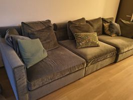 Ecksofa Velours grau guter Zustand