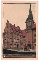 Zug, Stadtkanzlei mit Zeitturm, Künstlerkarte, gelaufen 1913