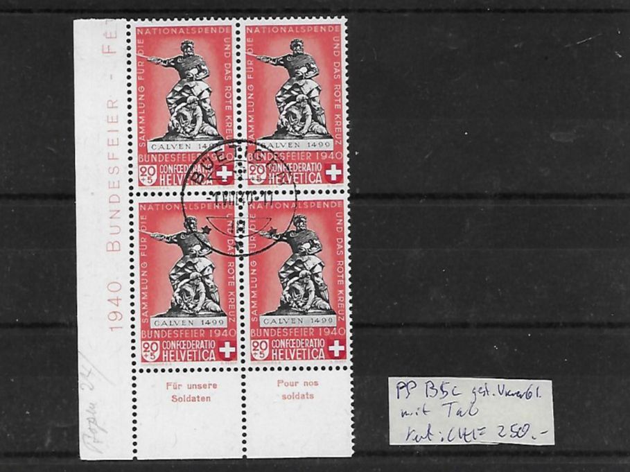 Tous les timbres: PP B5c gest. Viererbl. mit Tab Kat: CHF 250.- – D'occasion à Basel par Ilp