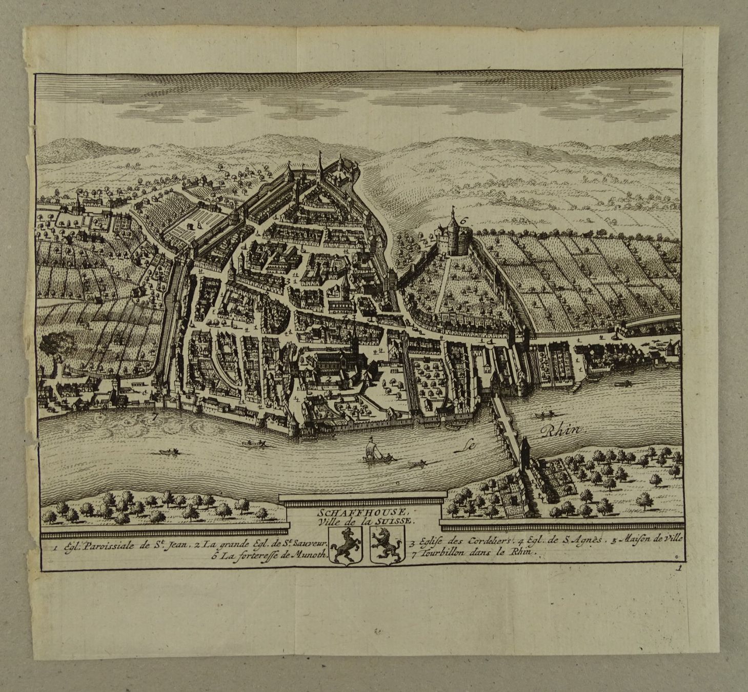 Stiche: SCHAFFHAUSEN, KUPFERSTICH 1778 – Gebraucht aus Grüningen von Kartensammler
