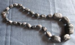 einzigartige Edelstein Halskette; Grey Picasso Jasper