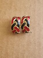 Clip-Ohrringe, Vintage Look, rot/schwarz 