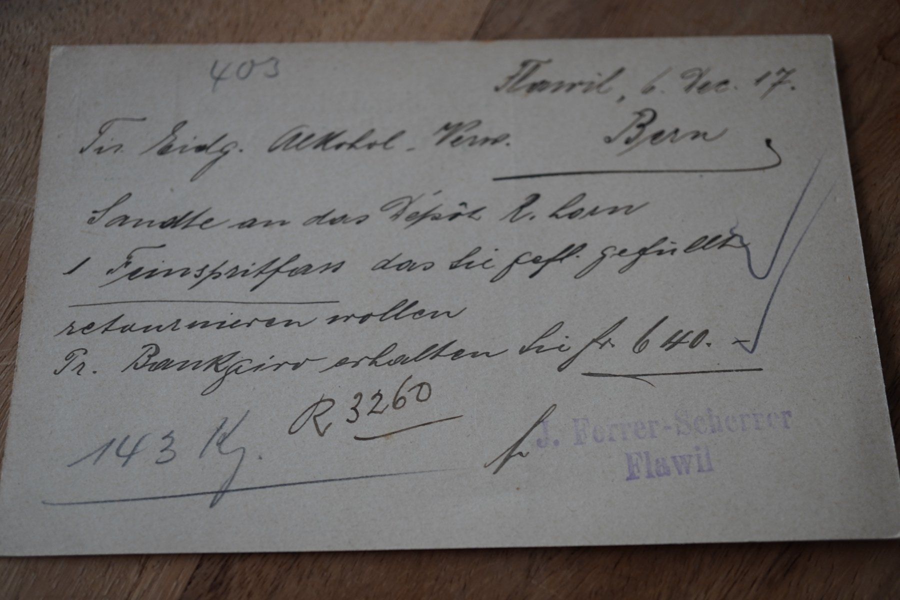 Cartoline postali: Schweiz  Alkoholverwaltung  1917 Postkarte – Usato da Eschenbach SG venduto da craniums 6