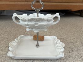 Etageren weiss Porzellan mit Metallgriff