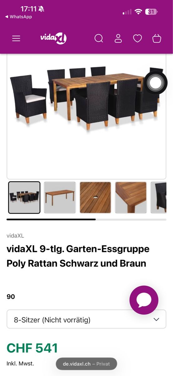 Tischset: Gartentisch Set mit 8Stühlen – Gebraucht aus Frauenfeld von fer_25n7 4