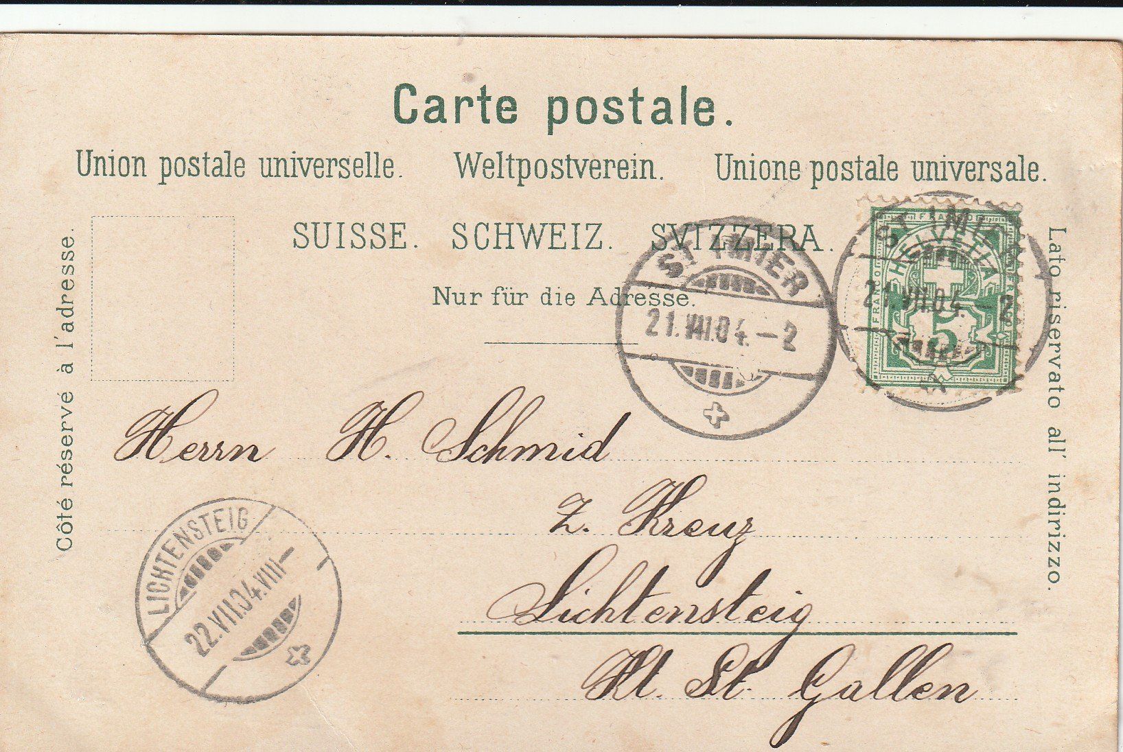 Cartes postales: AK  St. Jmier  Marktplatz  1904 – D'occasion à Rupperswil par Ema10 1