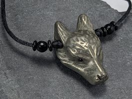 Pyrit Wolfskopf Kette - Wolf Anhänger