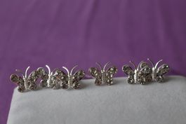 Haarschmuck Haarnadel SCHMETTERLING Strass Silber 6 St.