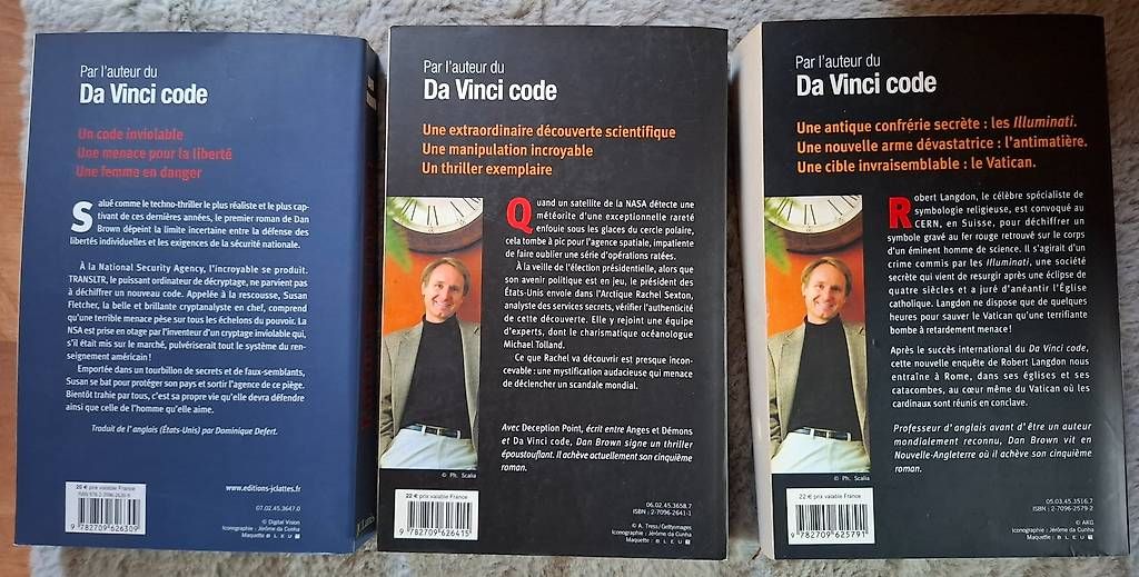 Libri: 3 romans de Dan Brown – Usato da Vernayaz venduto da vandouest 1