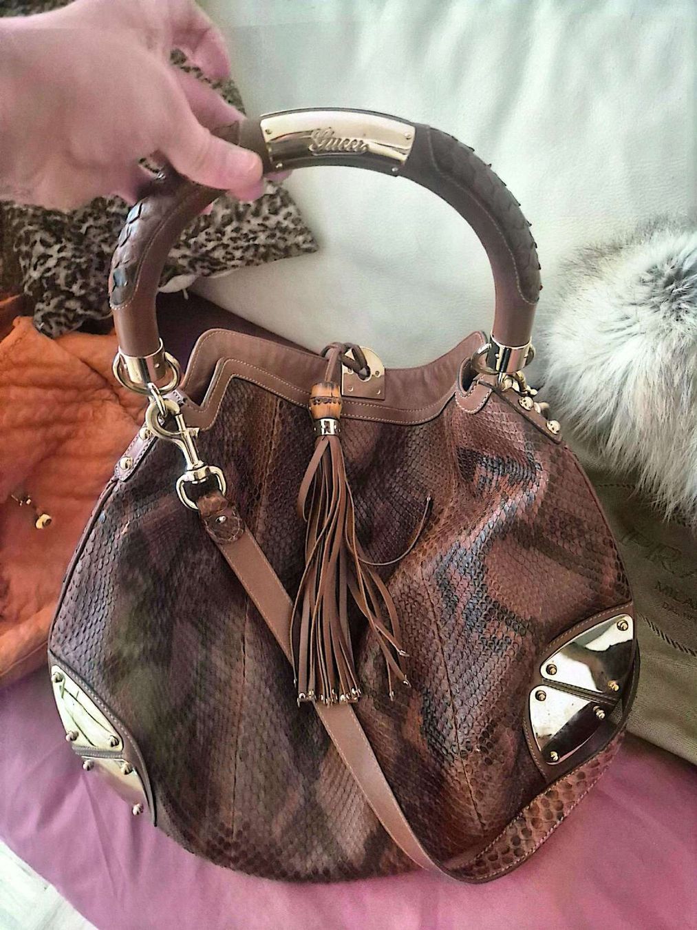 Gucci Taschen: Sac Gucci python véritable, pampilles bambou – Gebraucht aus Genève von ele_v95j 1
