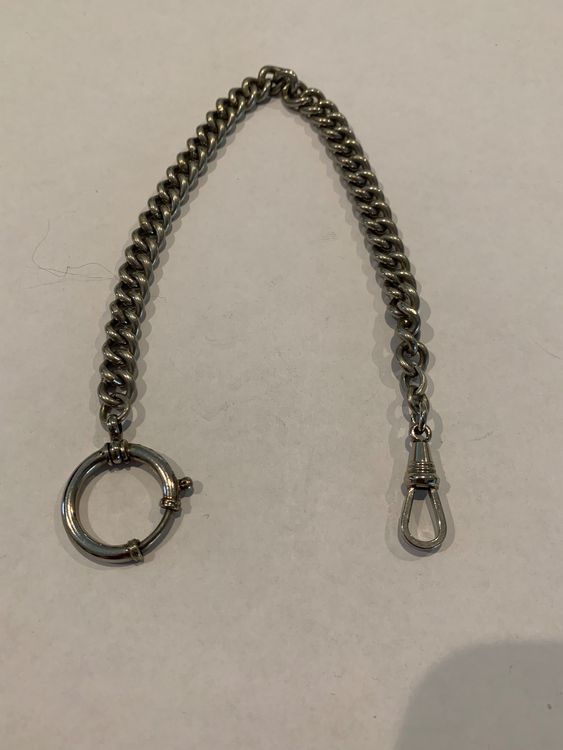 Chaîne De Montre à Gousset Ou Chatelaine Vintage - Longueur 30cm - Métal Argenté