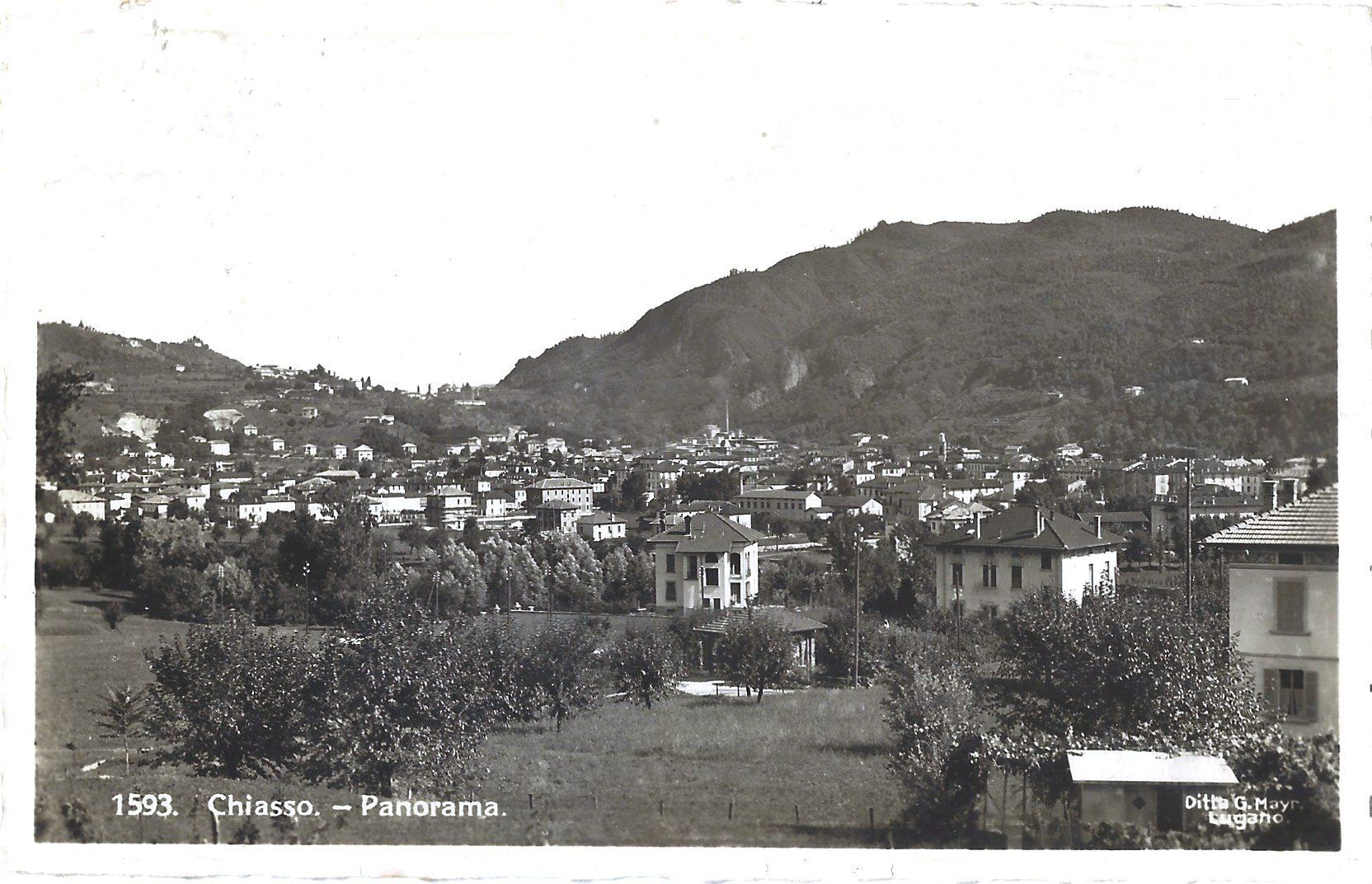 Ansichtskarten: 1593.    Chiasso.  --  Panorama. – Gebraucht aus Bütschwil von Jackson1A