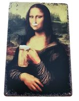 MONA LISA MIT BIER - Blechschild (neu, OVP)
