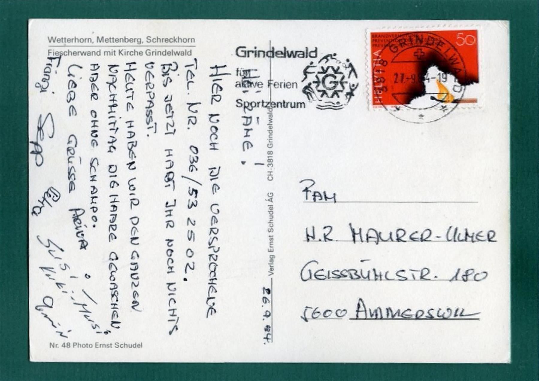 Ansichtskarten: Grindelwald, 2 Ansichten, 1984, gelaufen, Grossformat – Gebraucht aus Sargans von Hausi1951 1