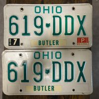 🇺🇸 2x Paar U.S. Autoschild, Ohio 619-DDX - ORIGINAL
