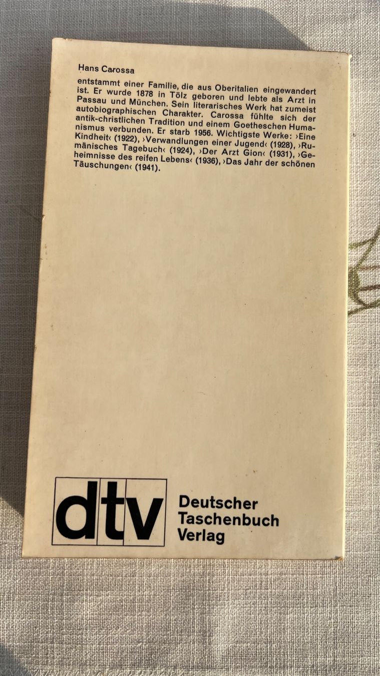 Libri: Hans Carossa: Der Arzt Gion 1962 – Usato da Schübelbach venduto da Dolly990_2 1