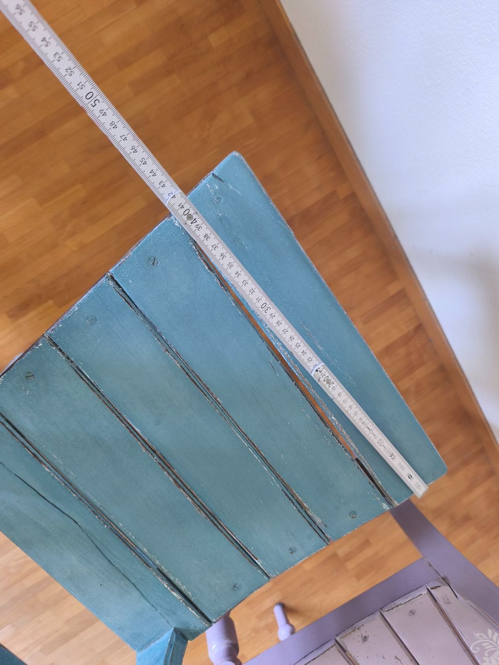 Sedie: Blauer Holz Stuhl upcycling stabil – Usato da Zürich venduto da Jul69 6