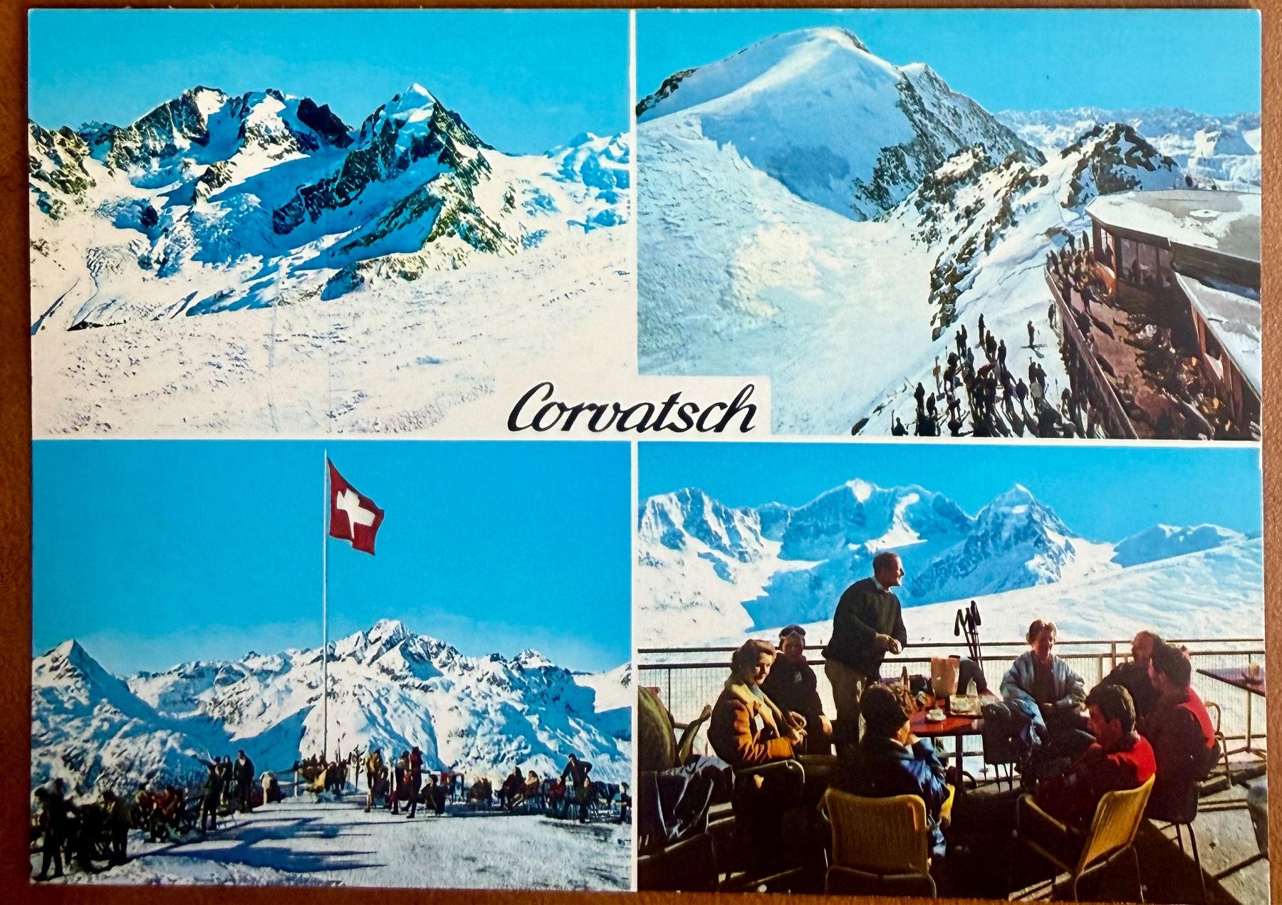 Cartoline postali: Corvatsch - Terrasse Restaurant - Multivue – Usato da Lutry venduto da Ediego