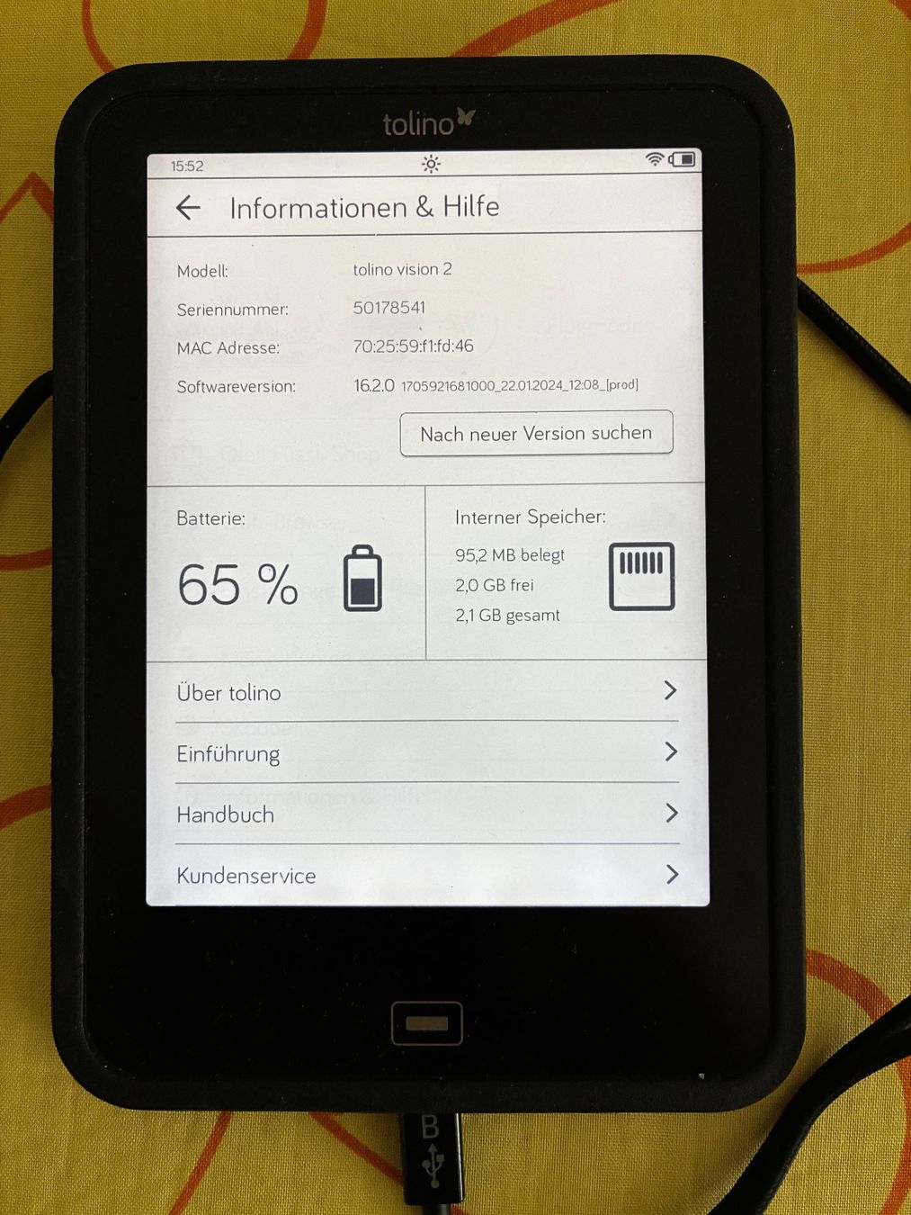 Palmari: Tolino Vision 2 E-Reader mit Ladekabel, gebraucht – Usato da Maur venduto da Dieb 1