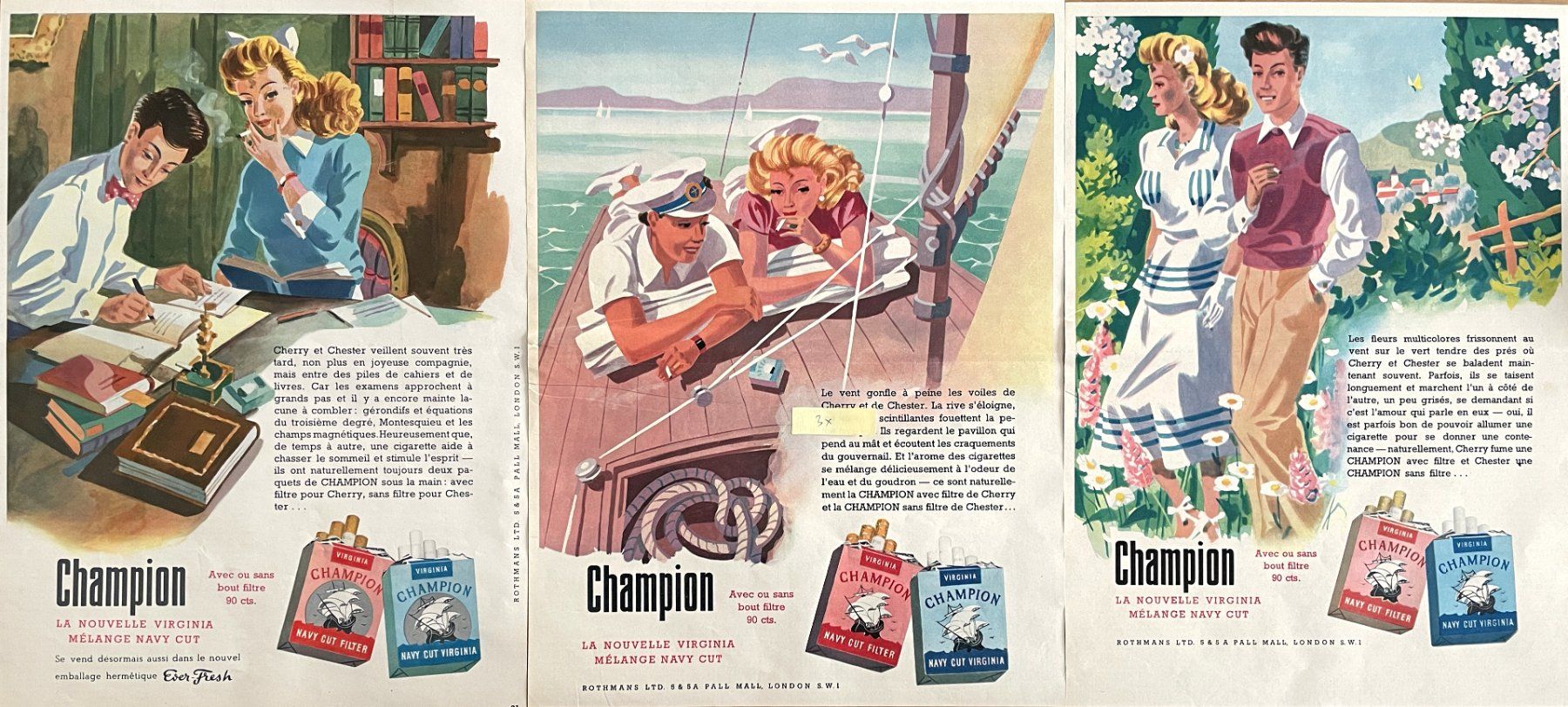 Foto & Immagini: Champion Cigarettes - 3 alte Werbungen / Publicités 1950 – Usato da Savagnier venduto da Ne2065 1