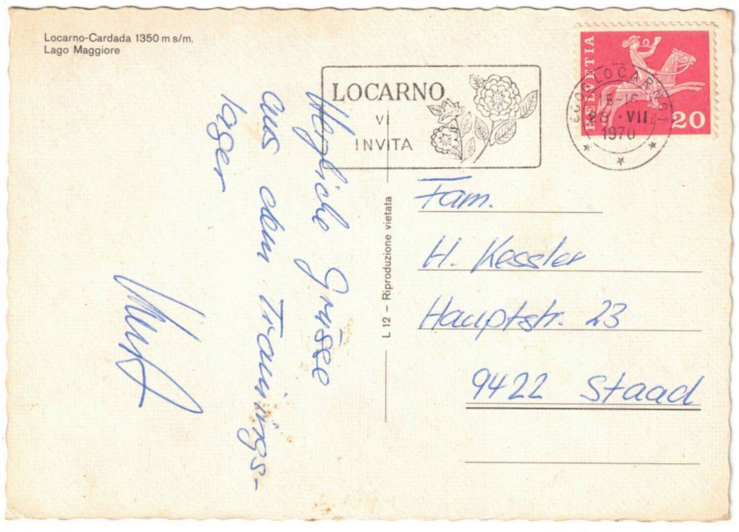Cartoline postali: Locarno - 4 Bild AK Cardada – Usato da Binningen venduto da Mountainrider 1
