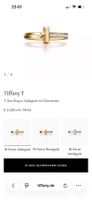 Tiffany T One Ring Gelbgold mit Diamanten Grösse 50