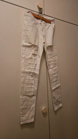 Pantaloni in cotone bianco strappati tg.44 uomo