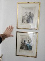 Antike Stiche, gerahmte Bilder, Vintage