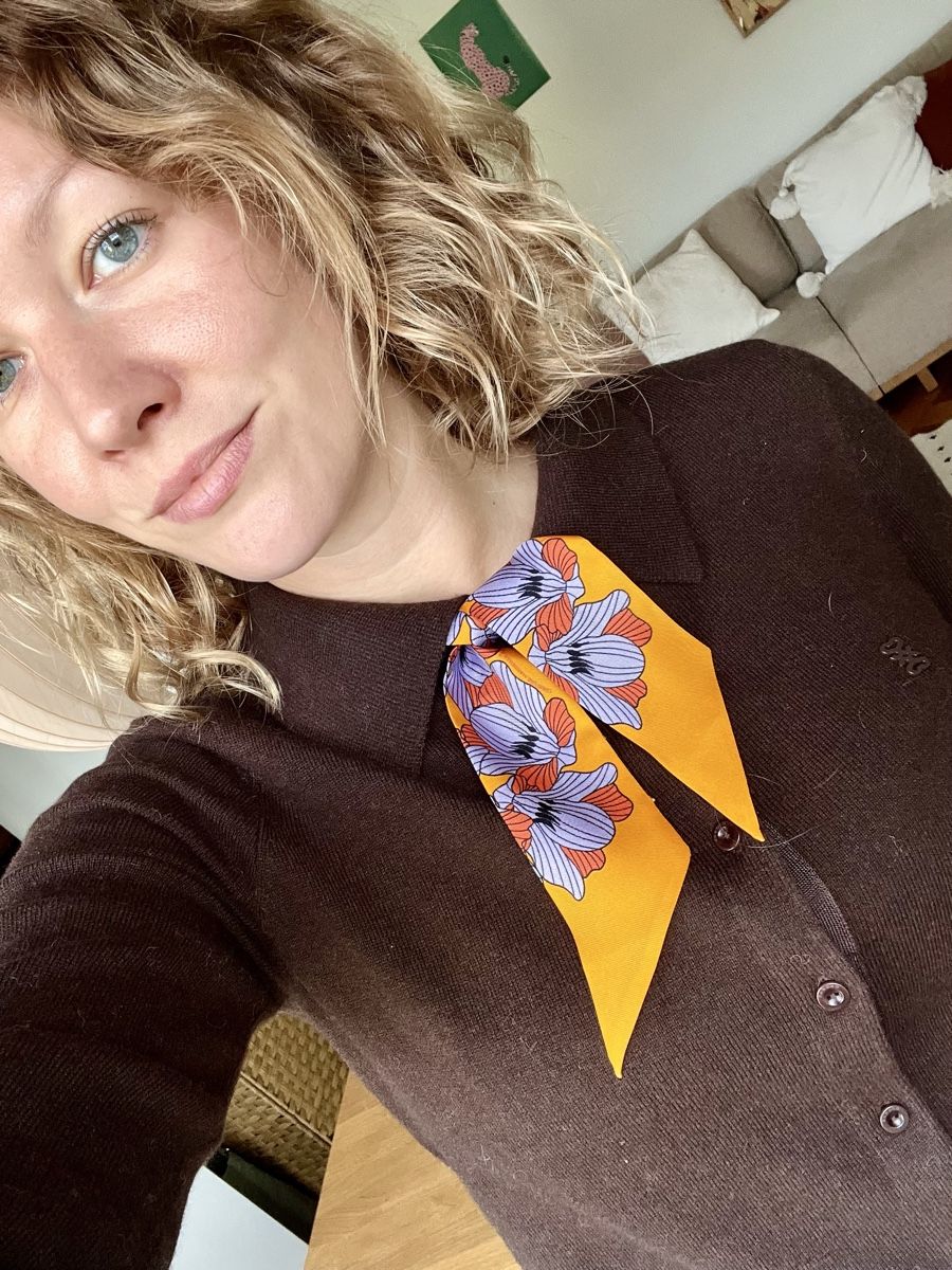 Foulard & Sciarpe: Seiden Twilly gelb orange – Nuovo e nell'imballaggio originale da Zürich venduto da chloe26 3