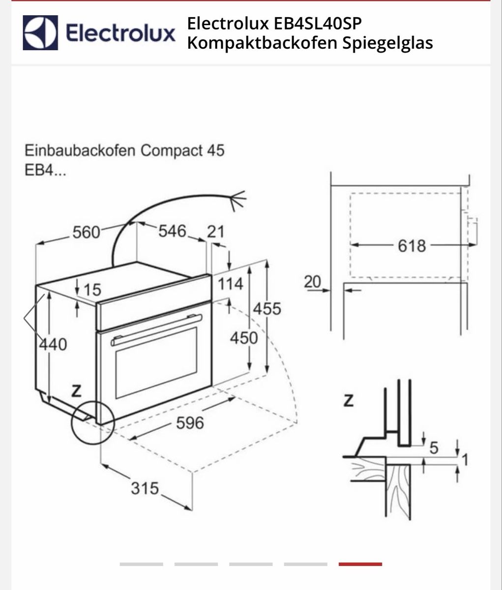 Electrolux Forni: Electrolux EB4SL40SP Kompaktbackofen Spiegelglas, A++ – Nuovo (secondo la descrizione) da Fischbach- Göslikon venduto da Schurr7 7
