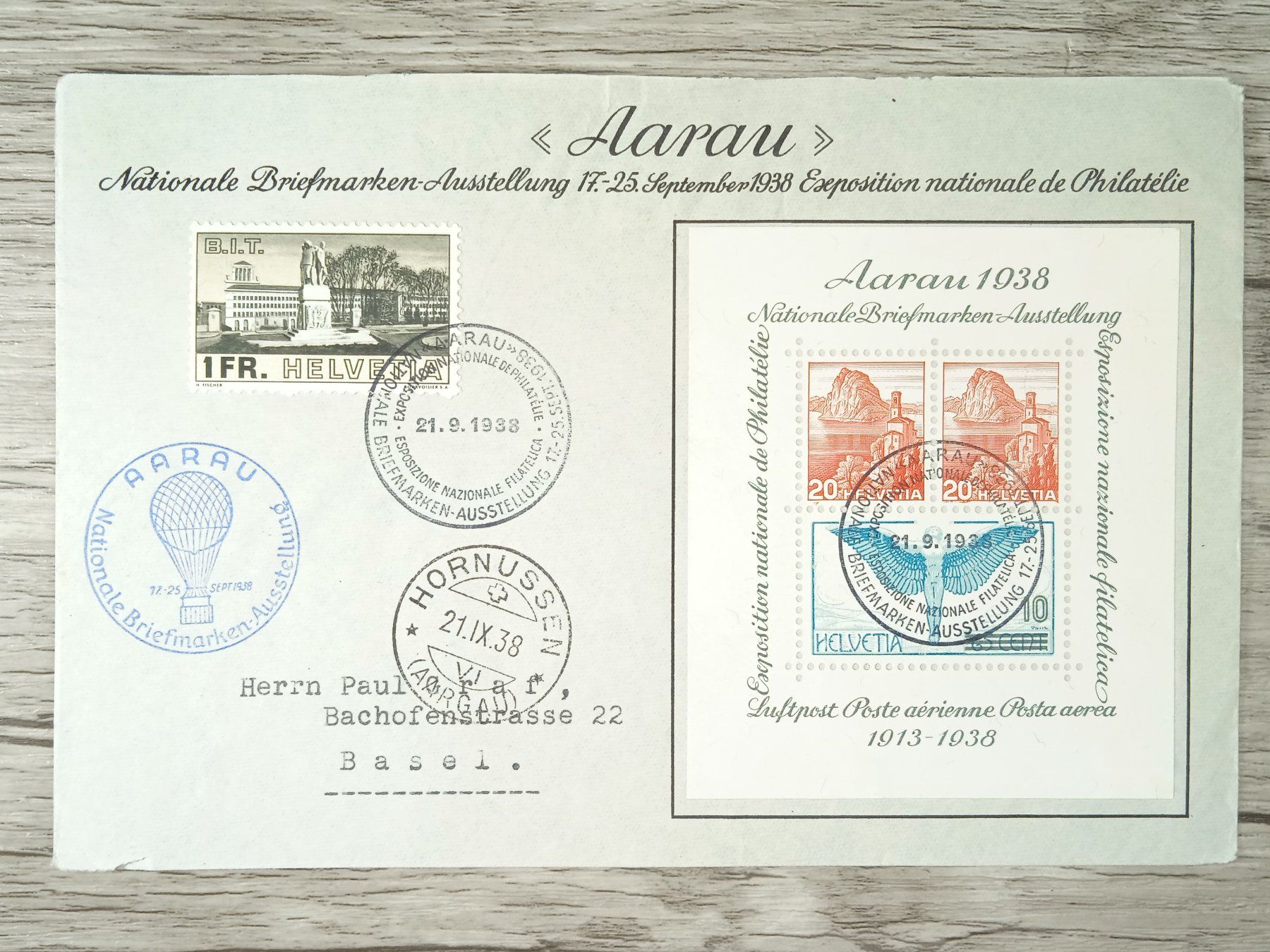 Tutti i francobolli: TR09 Enveloppe + Timbre Suisse 1938 – Usato da Cousset venduto da Patrick_Collections