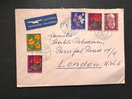 Pro Juventute Satz 1959  auf Brief nach London  (R441)