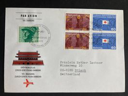 Schweiz 1975 Flugbrief 1.Flug Zürich Shanghai Swissair