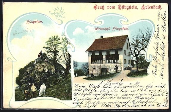 Ansichtskarten: Erlenbach /ZH, Gasthaus Pflugstein, Leut – Gebraucht aus Berlin von bartko-reher