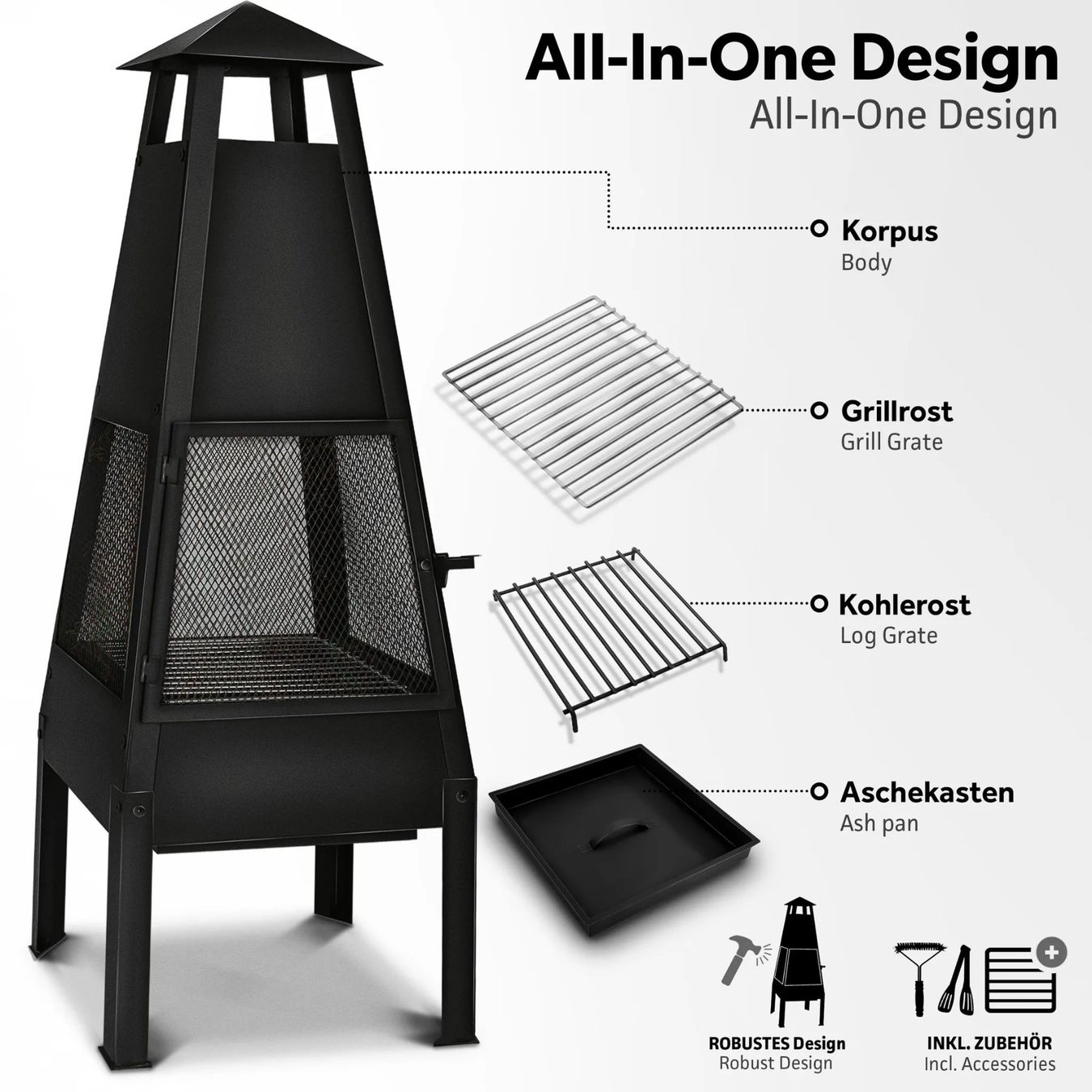 Griglie: Feuerstelle Gartenofen mit Abdeckung BBQ Grillrost – Nuovo e nell'imballaggio originale da Winterthur venduto da aredo 5