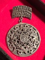 Vintage signierte Prosa Mexiko 925 Sterlingsilber Aztekisch