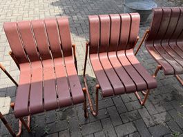 Stuhl braun Metall Kunststoff Vintage Zustand zum Restaurier
