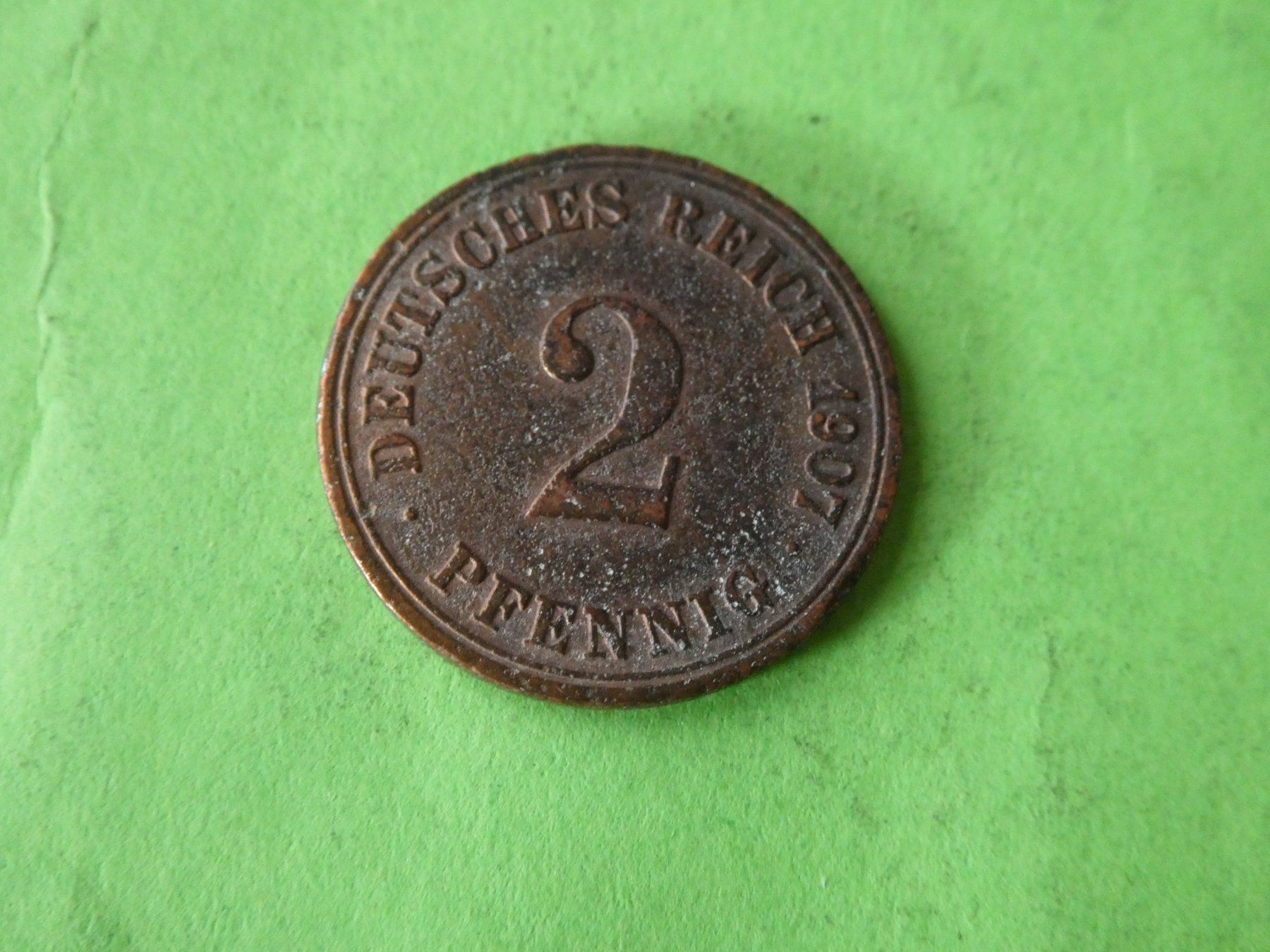 Alle Münzen: Dt. Reich 1907 A, 2 Pfennig – Gebraucht aus Hinterforst von Rohusri