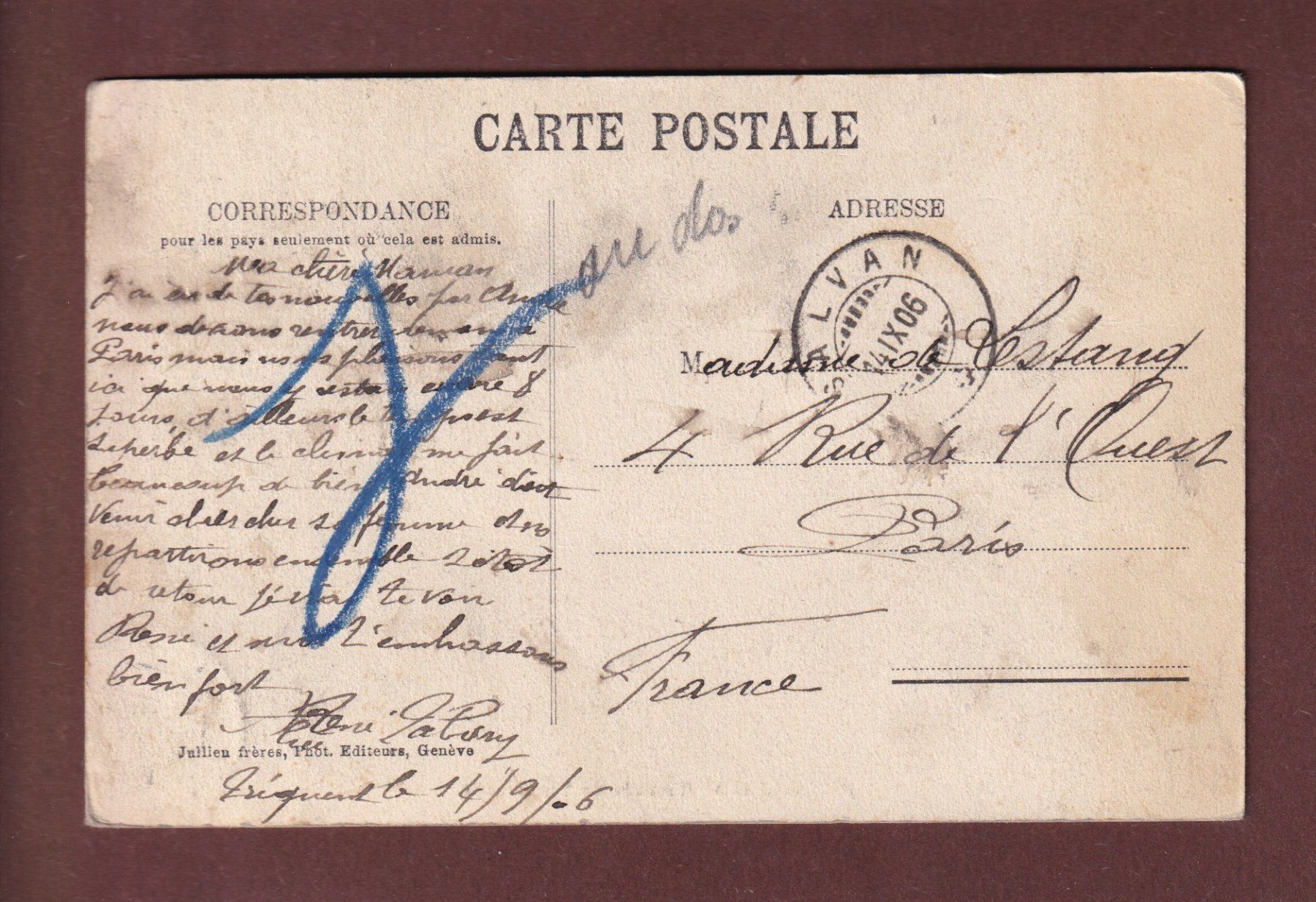 Cartoline postali: Cascade de PISSEVACHE - 1906 – Usato da Pully venduto da nicecards-shop 1